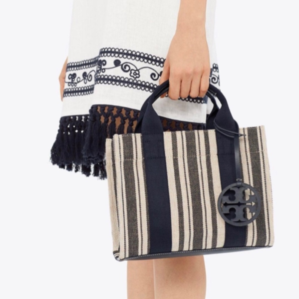 Tory Burch Miller Mini Tote Navy Awning Stripe